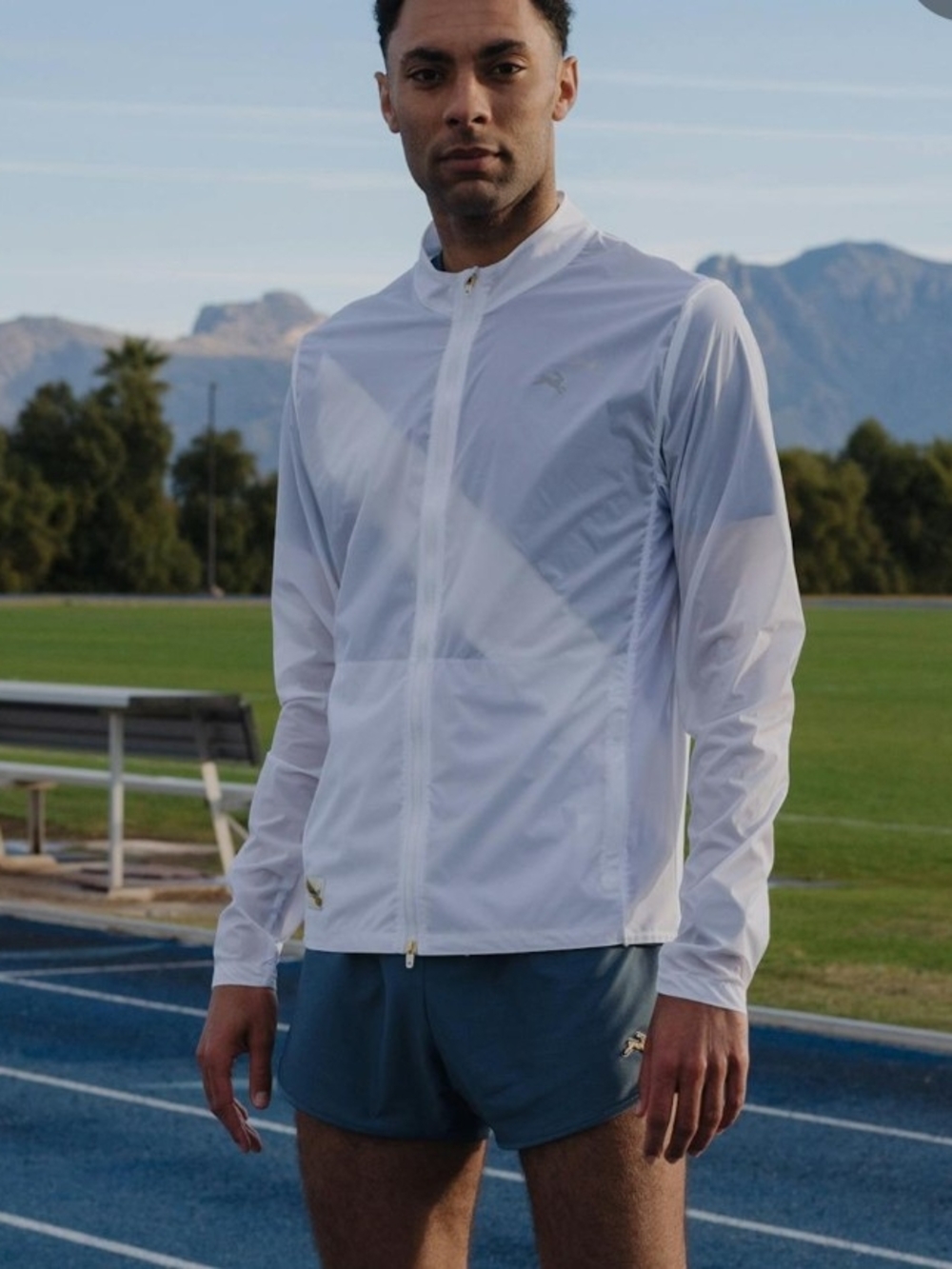 ​Tracksmith Men’s Chiltern Jacket White Lightweight Running Windbreaker XL